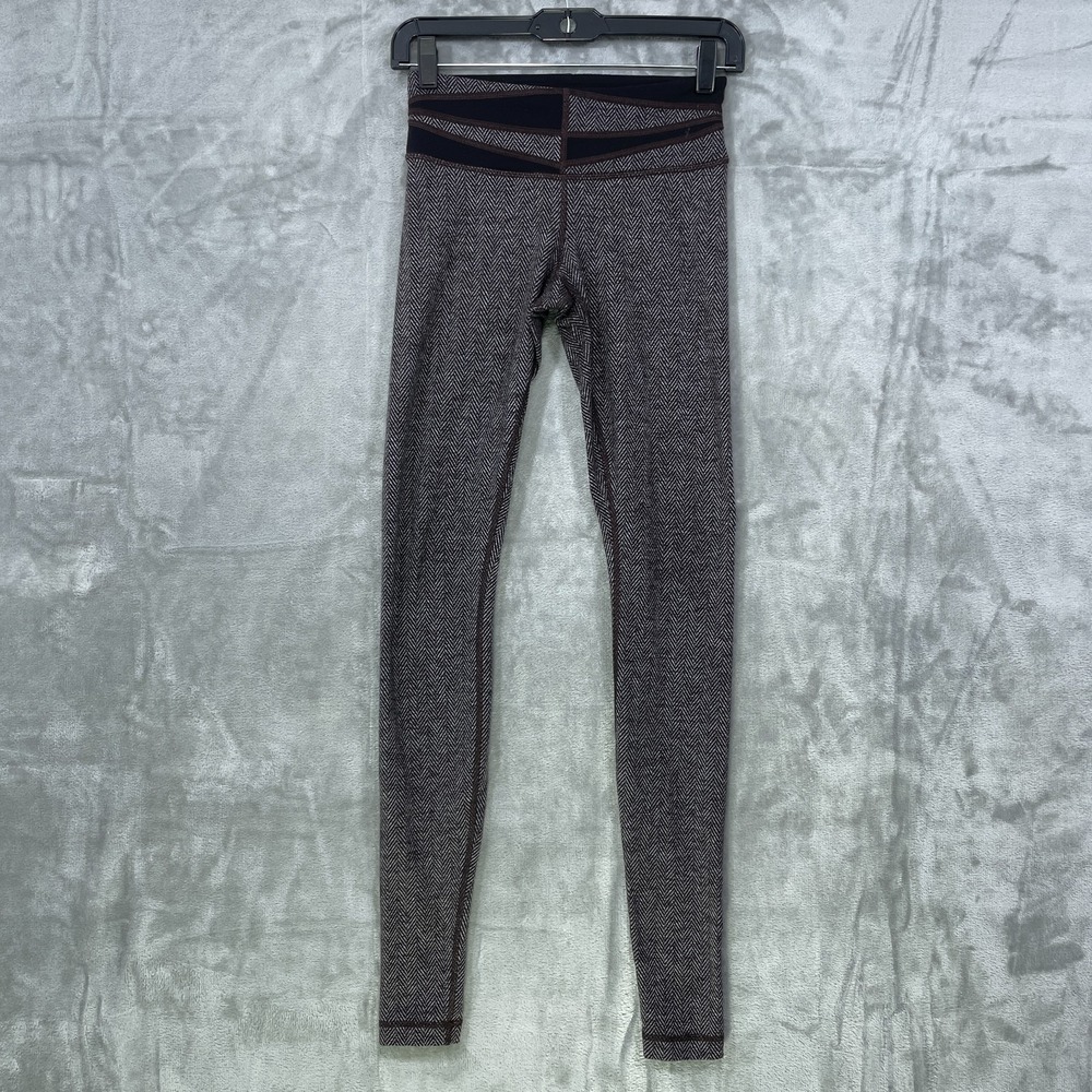 Lululemon Leggings Womens 4 Brown Wunder Under Herringbone Athletic Yoga Stretch